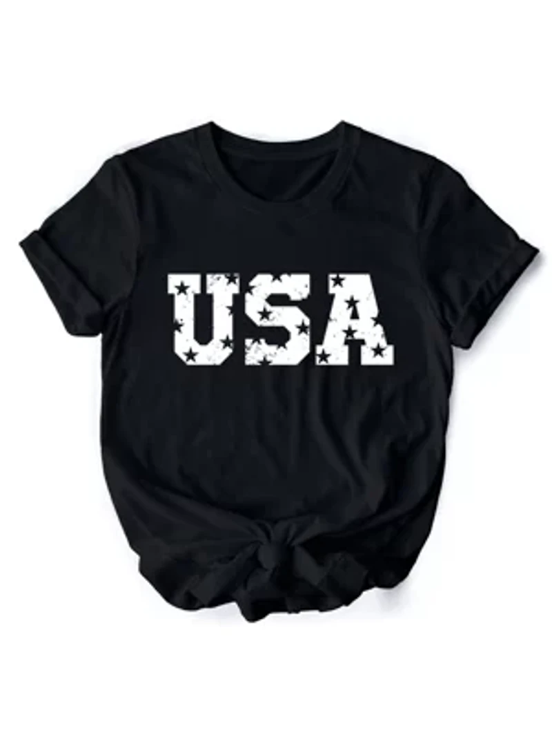 USA Block Letters Tee for Independence Day