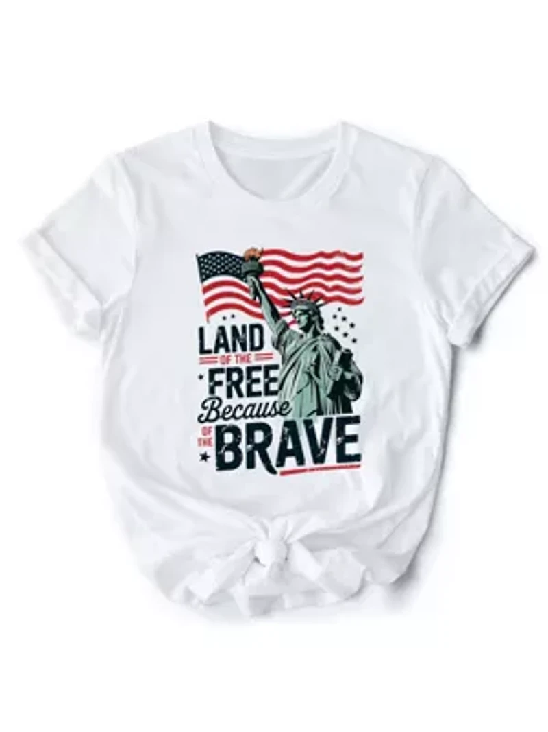 Land of the Free Because Brave 4th July Tee