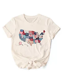 Patriotic Patchwork Quilted Map Tee