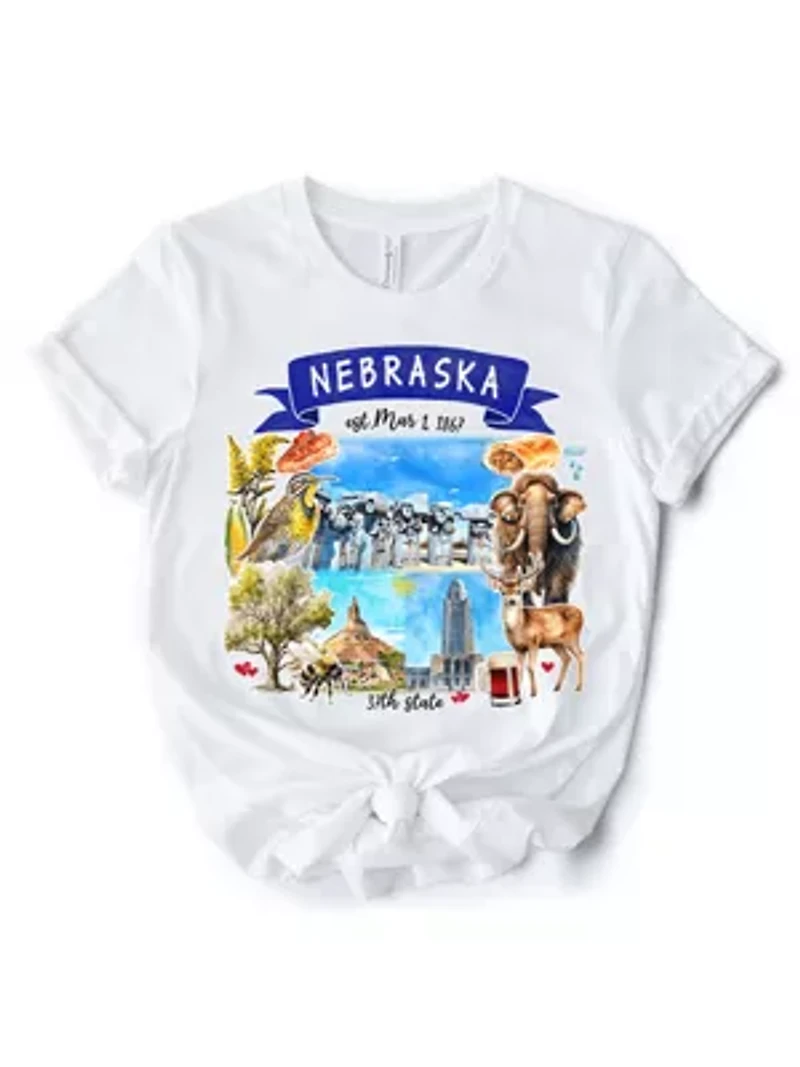 Nebraska State Themes and Landmarks Tee for History Travel Lovers