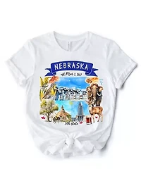 Nebraska State Themes and Landmarks Tee for History Travel Lovers