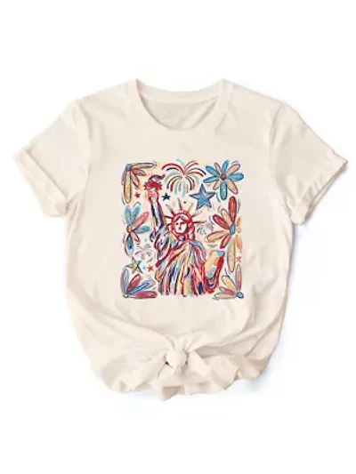 Patriotic Statue of Liberty Festive 4th July Tee