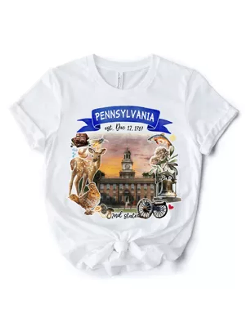 Pennsylvania State Themes and Landmarks Tee for History Travel Lovers