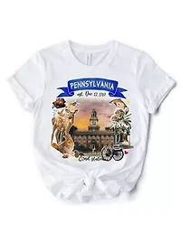Pennsylvania State Themes and Landmarks Tee for History Travel Lovers