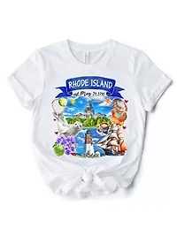 Rhode Island State Themes and Landmarks Tee for History Travel Lovers