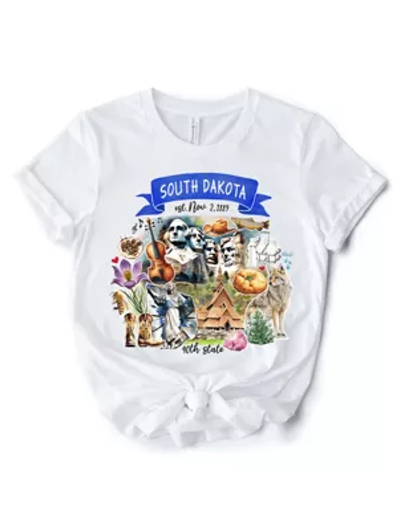South Dakota State Themes and Landmarks Tee for History Travel Lovers