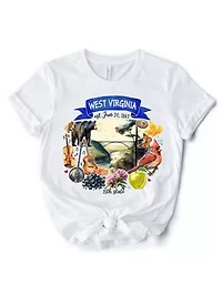 West Virginia State Themes and Landmarks Tee for History Travel Lovers