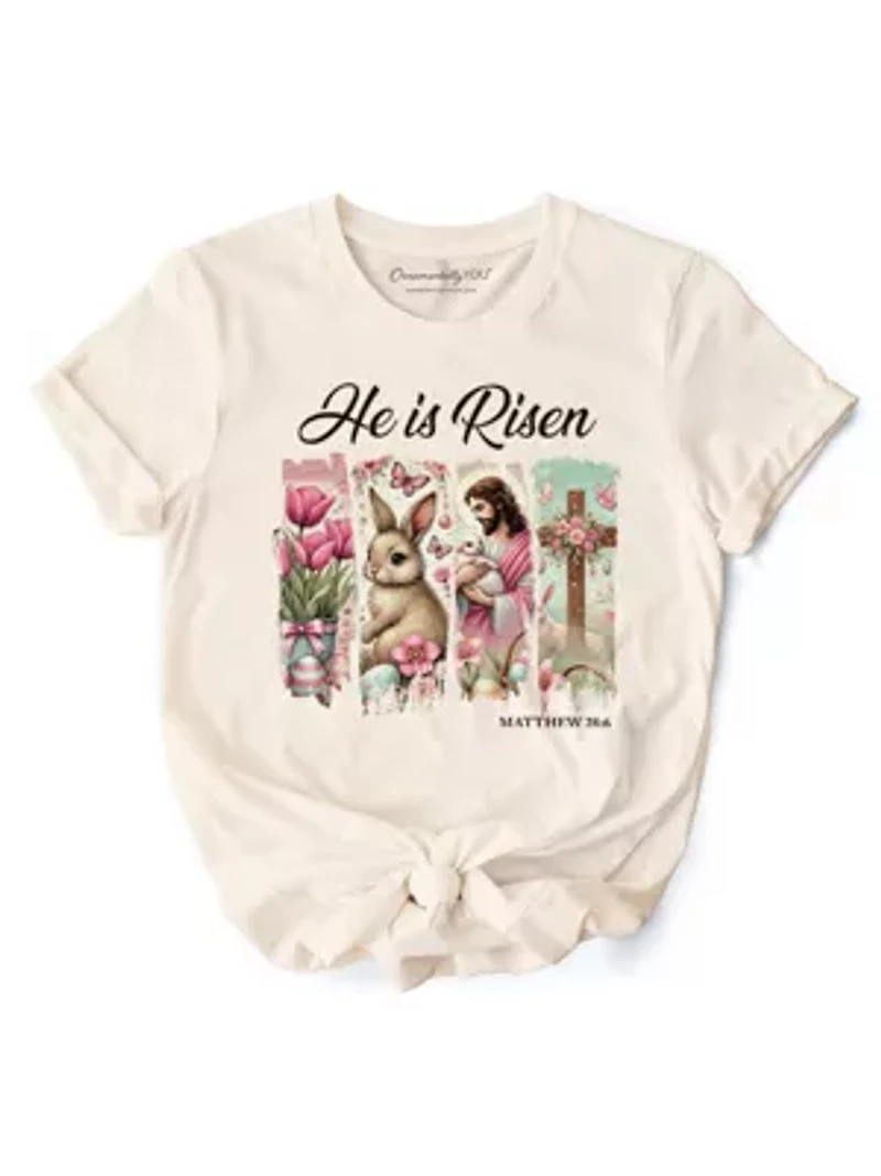 He Is Risen Easter Matthew 28:6 Christian Tee for Believers