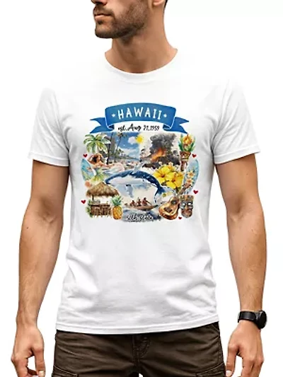 Artistic Hawaii State Themes and Landmarks Tee