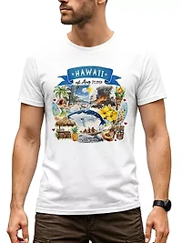 Artistic Hawaii State Themes and Landmarks Tee