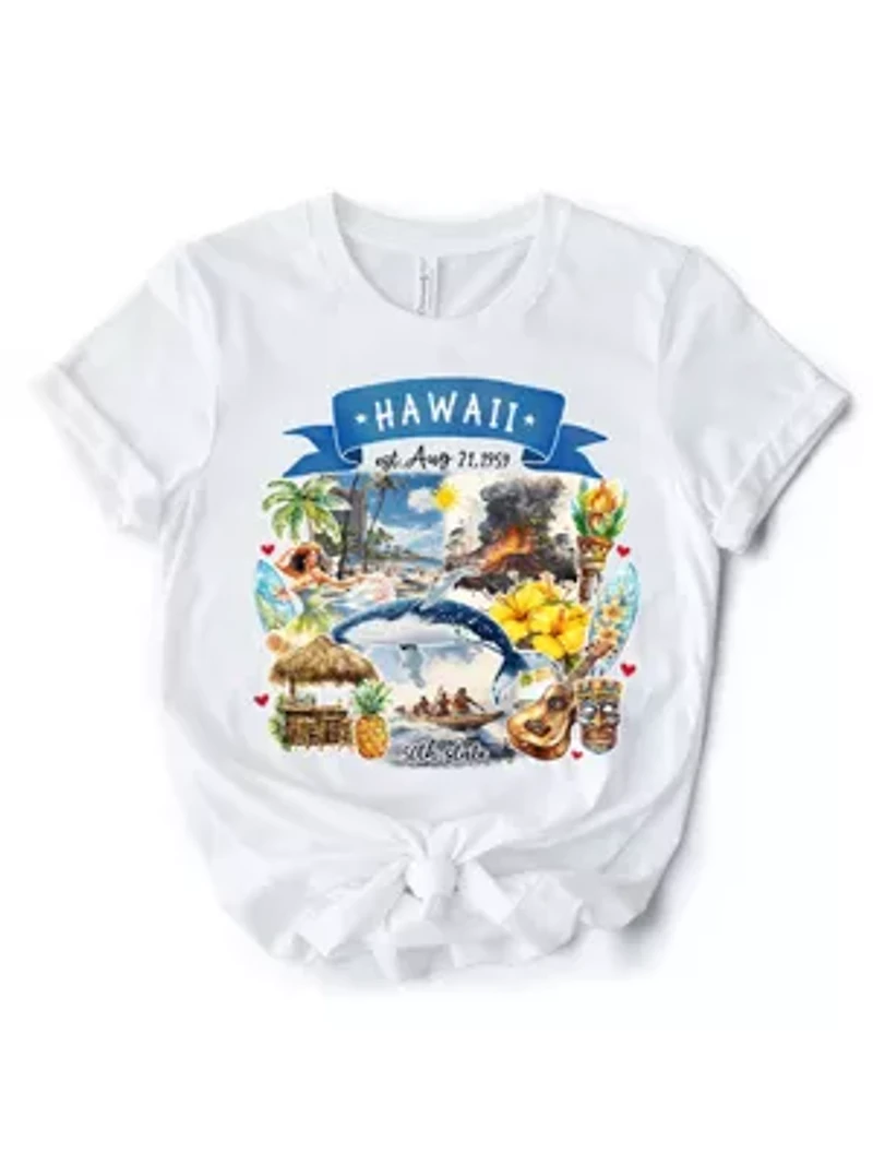 Artistic Hawaii State Themes and Landmarks Tee