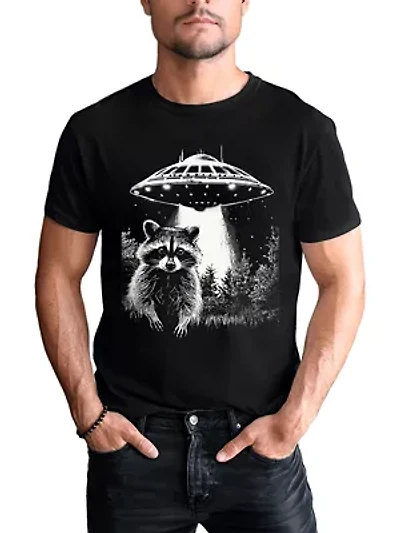 Funny UFO Raccoon Unisex Tee for Alien Enthusiasts