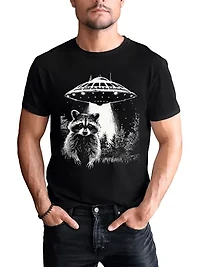 Funny UFO Raccoon Unisex Tee for Alien Enthusiasts