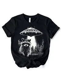 Funny UFO Raccoon Unisex Tee for Alien Enthusiasts