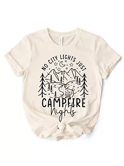 No City Lights Just Campfire Nights Tee for Stargazing Campers