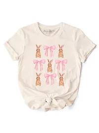 Coquette Bunny Pink Bow Easter Cute Girly Spring Tee