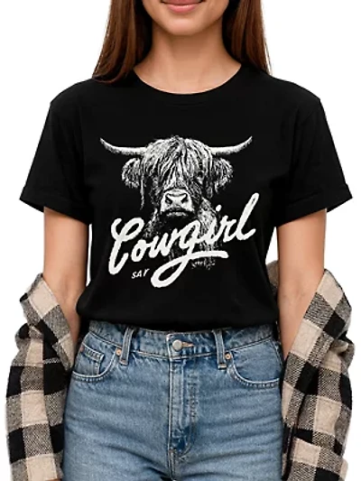 Highland Cow Vintage Cowgirl Western Country Tee