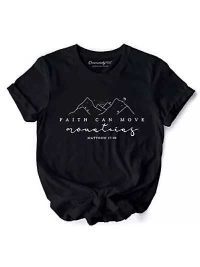 Faith Can Move Mountains Matthew 17:20 Christian Religious Tee