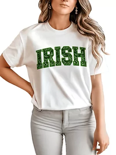 St Patrick’s Day Festive Green Glitter Imitation Tee