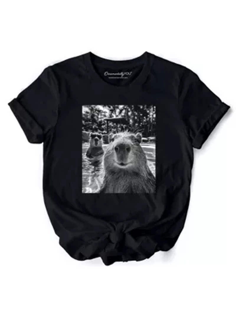 Capybara Selfie Funny Meme Animal Photo Style Tee