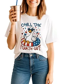 Chill The Fourth Out Goose Funny Patriotic 4th of July Tee