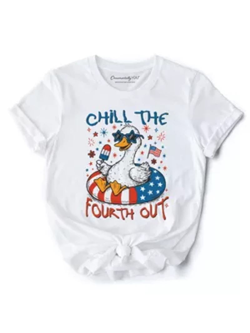 Chill The Fourth Out Goose Funny Patriotic 4th of July Tee