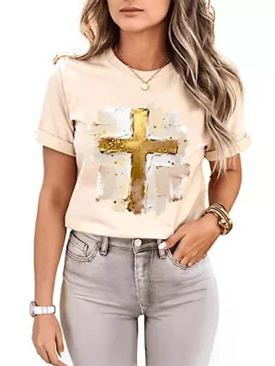 Brushstroke Cross Christian Easter Tee