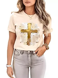 Brushstroke Cross Christian Easter Tee
