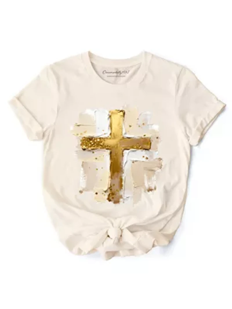 Brushstroke Cross Christian Easter Tee