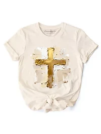 Brushstroke Cross Christian Easter Tee
