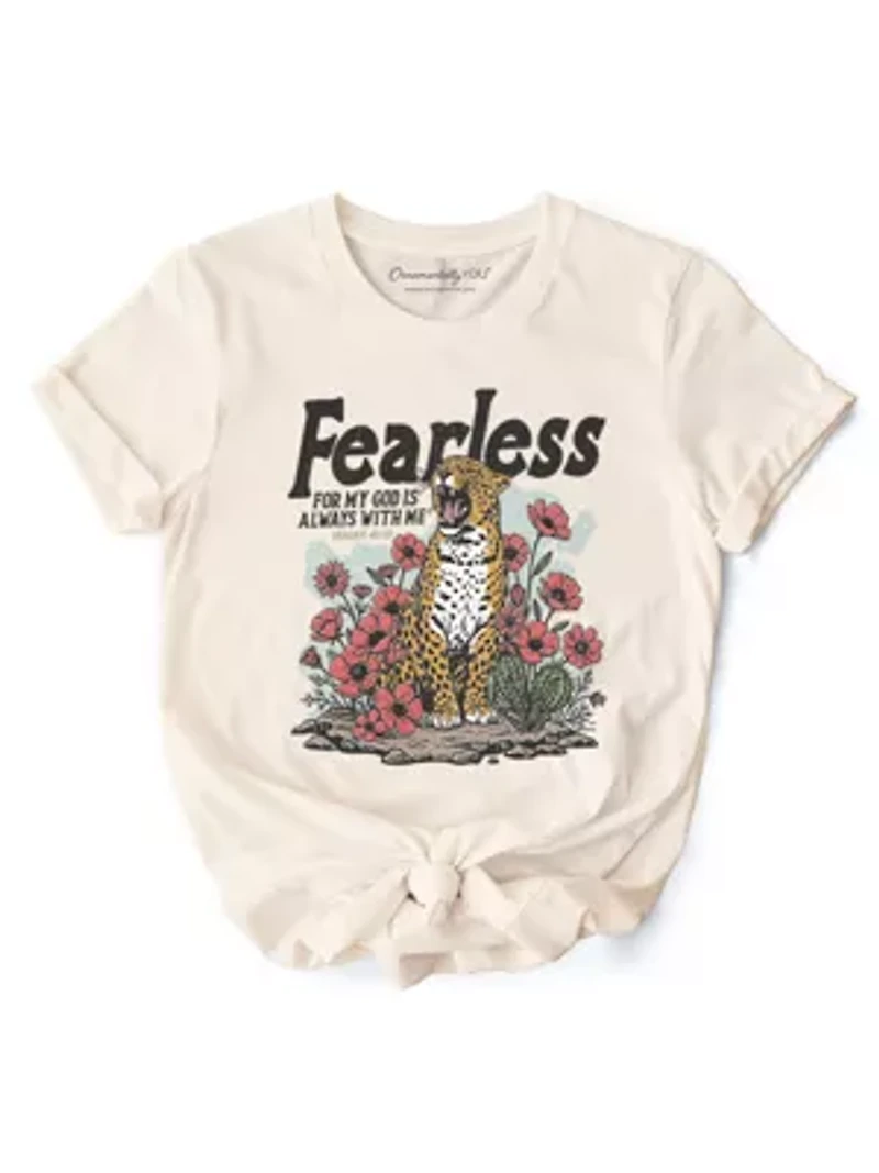 Leopard Christian Tee, Fearless For My God Is Always With Me Isaiah 41:14