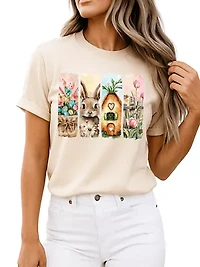 Easter Bunny Floral Brushstroke T-Shirt, Spring Pastel Coquette Tee