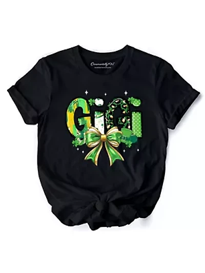 Coquette Gigi Bow St Patrick’s Day Clover Tee