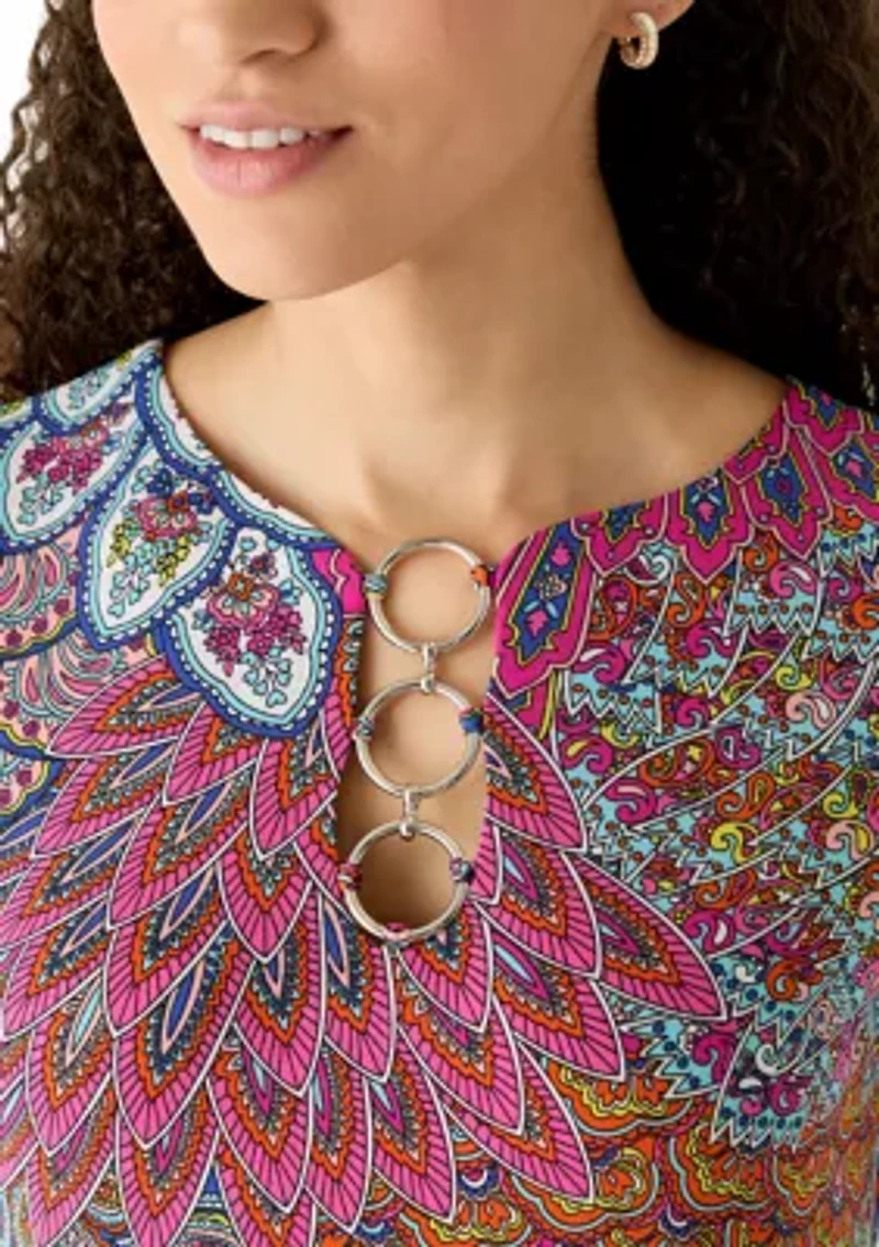 Petite Three Ring Mini Shirtdress