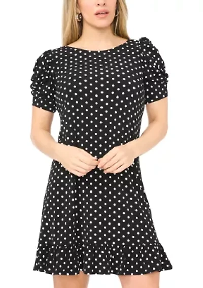 Petite Puff Sleeve Flounce Mini Dress