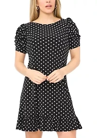 Petite Puff Sleeve Flounce Mini Dress