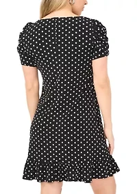 Petite Puff Sleeve Flounce Mini Dress