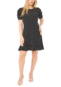 Petite Puff Sleeve Flounce Mini Dress