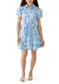 Petite Short Sleeve Tie Waist  Dress