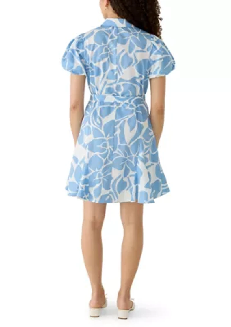 Petite Short Sleeve Tie Waist  Dress