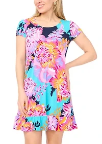 Petite Short Sleeve Flounce Hem Dress