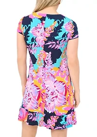 Petite Short Sleeve Flounce Hem Dress