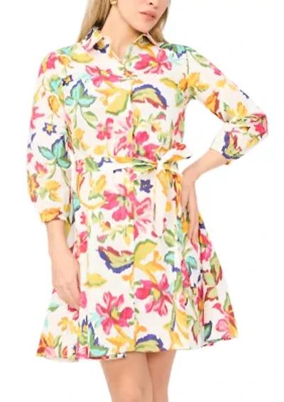 Petite Long Sleeve Tie Waist Dress