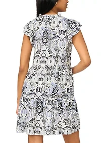 Petite Cap Sleeve Tiered Short Dress