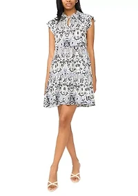 Petite Cap Sleeve Tiered Short Dress