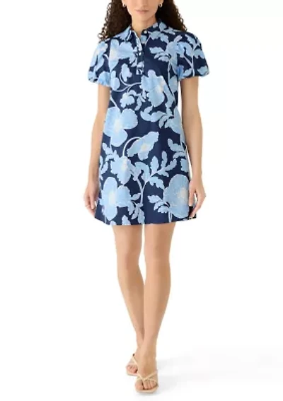 Petite Button Collar Dress with Back Vent