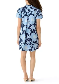 Petite Button Collar Dress with Back Vent