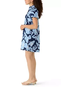 Petite Button Collar Dress with Back Vent