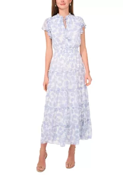 Petite Short Sleeve Smocked Waist Tie Dress