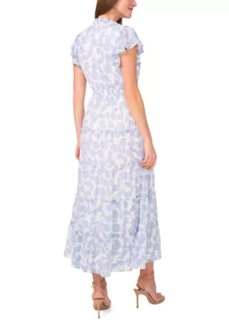 Petite Short Sleeve Smocked Waist Tie Dress